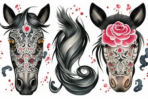 A horse with water in a neo traditional style with a Chinese feel tattoo idea