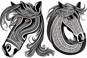 A horse with water in a neo traditional style with a Chinese feel tattoo idea
