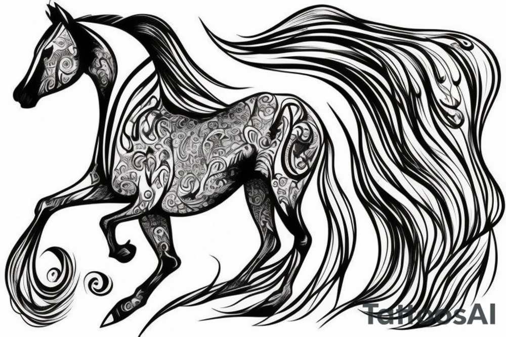 A horse with water tattoo idea