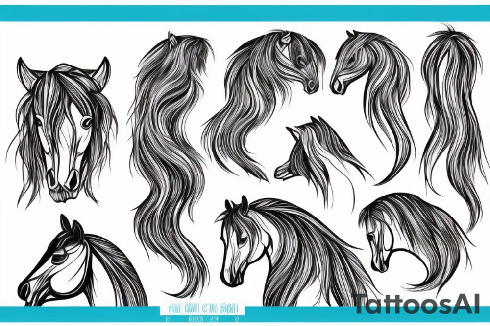 Horse with a mane that becomes water tattoo idea