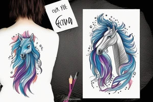 Horse with a mane that becomes water tattoo idea