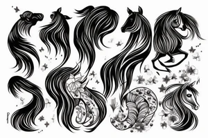 Horse with a mane that becomes water tattoo idea