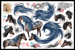 Horse with a mane that becomes water tattoo idea