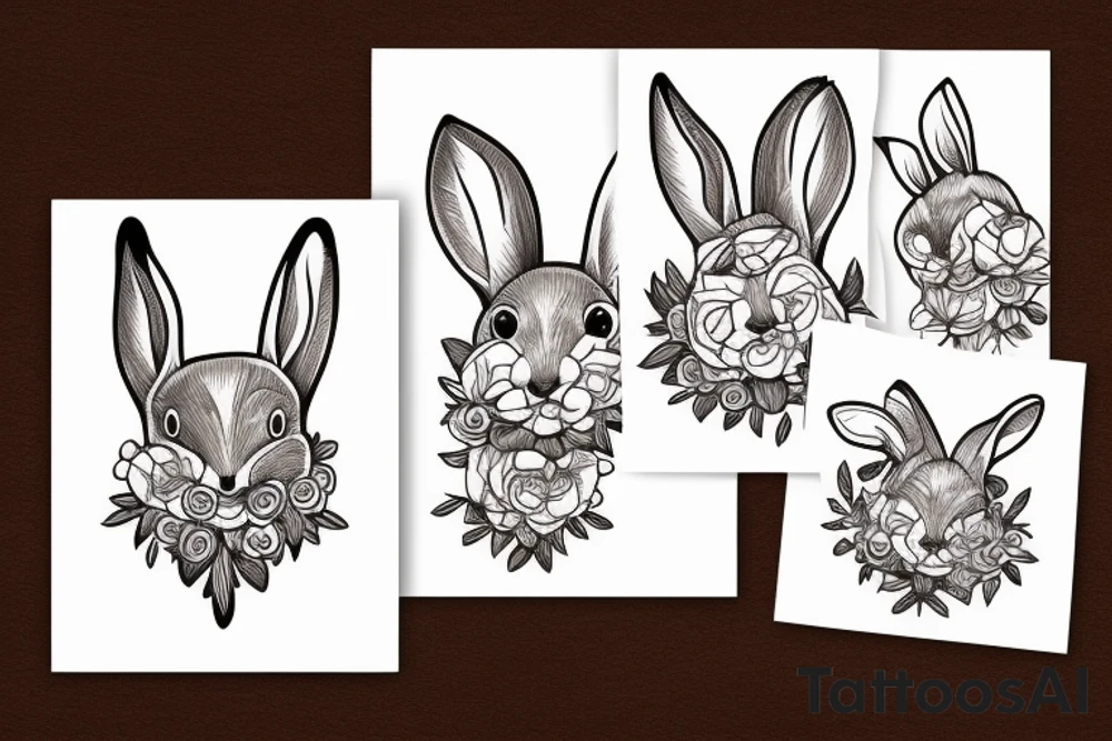 Wood rabbit tattoo idea