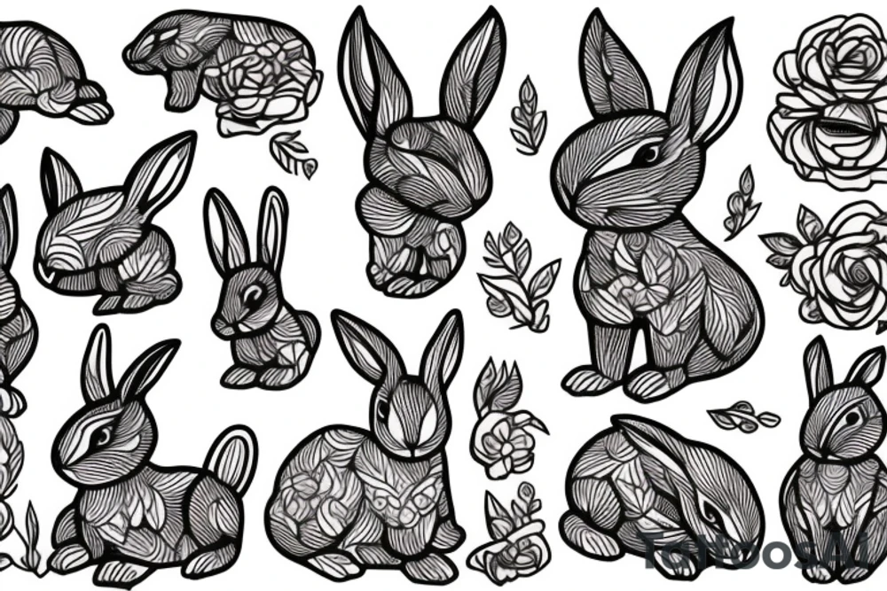 Wood rabbit tattoo idea