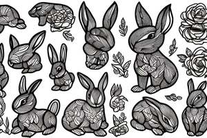 Wood rabbit tattoo idea