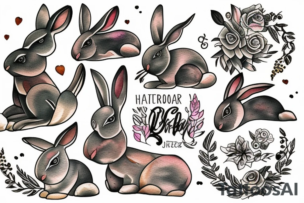 Wood rabbit tattoo idea