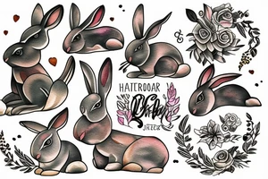Wood rabbit tattoo idea