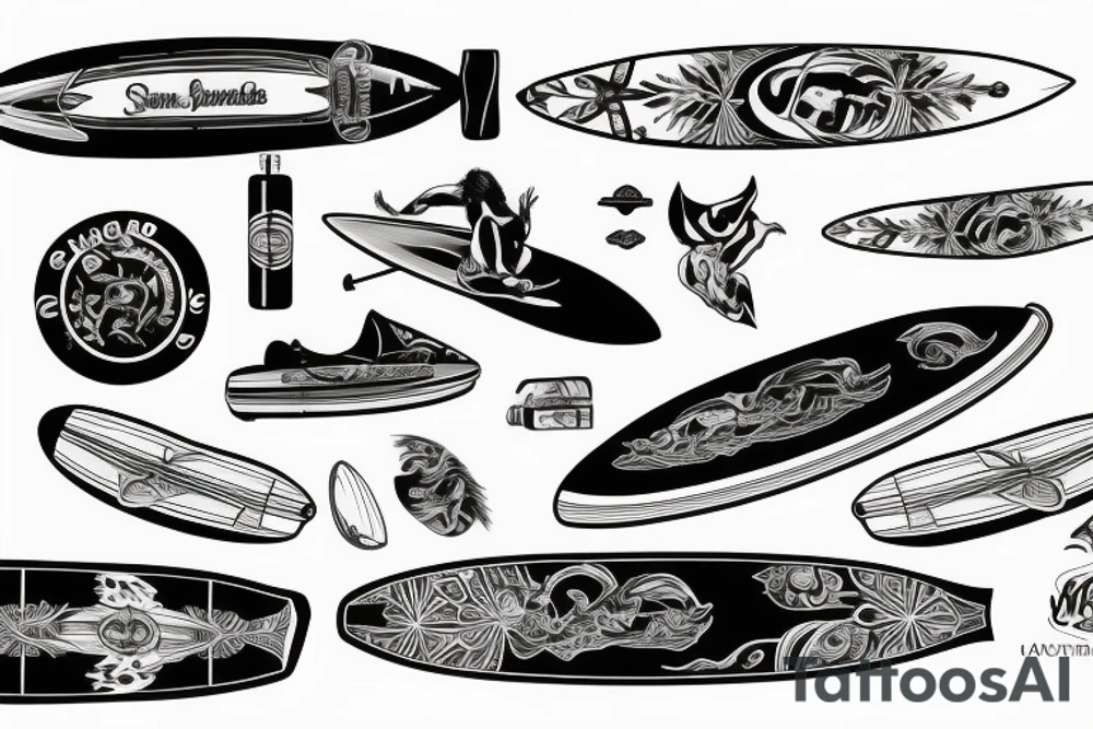 Van with surfbord tattoo idea