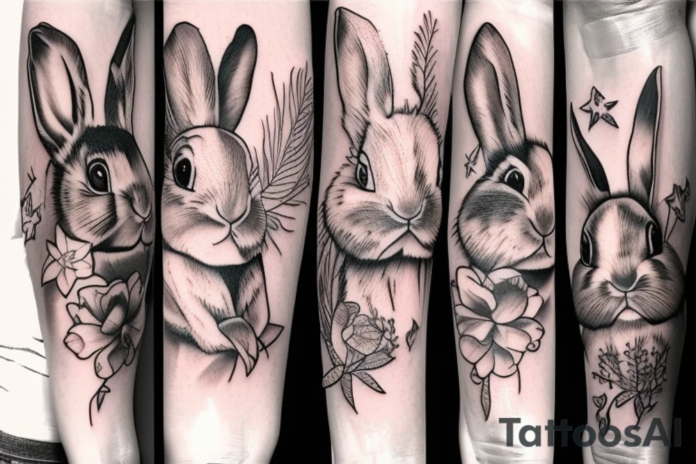 Wood rabbit tattoo idea