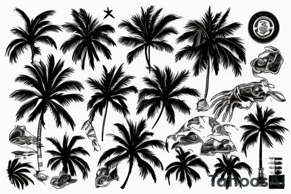 Sunset with palms tattoo idea
