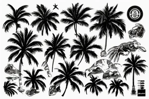 Sunset with palms tattoo idea