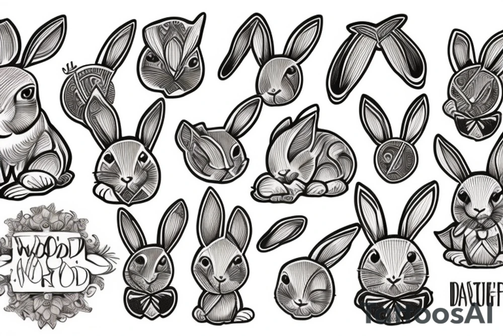Wood rabbit tattoo idea