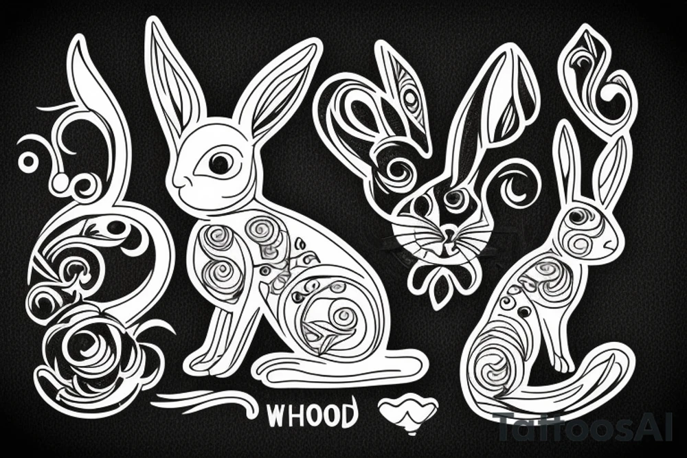 Wood rabbit tattoo idea
