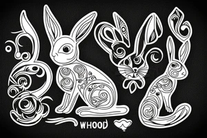 Wood rabbit tattoo idea
