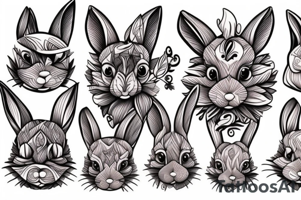 Wood rabbit tattoo idea