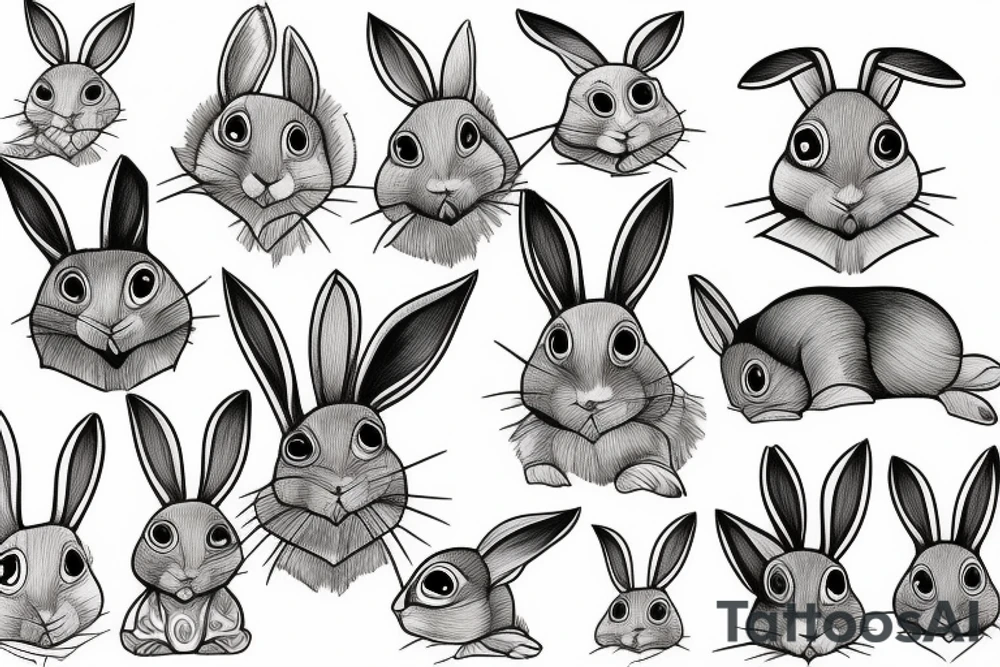 Wood rabbit tattoo idea