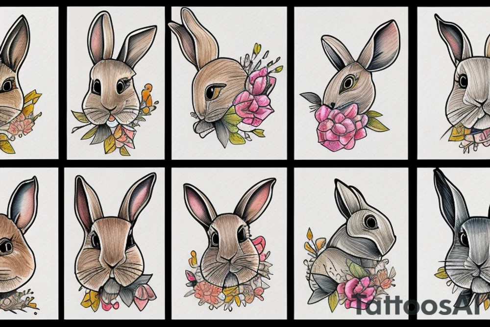 Wood rabbit tattoo idea
