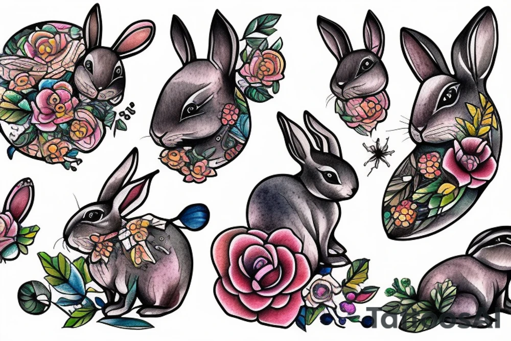 Wooden  rabbit tattoo idea