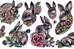 Wooden  rabbit tattoo idea