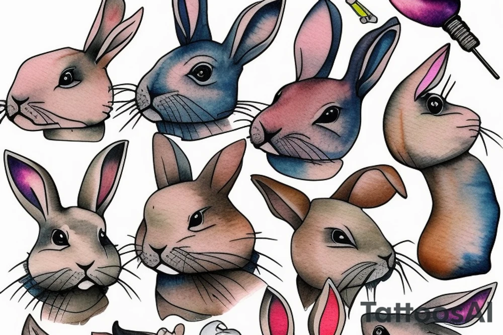 Wooden  rabbit tattoo idea