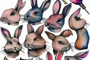 Wooden  rabbit tattoo idea