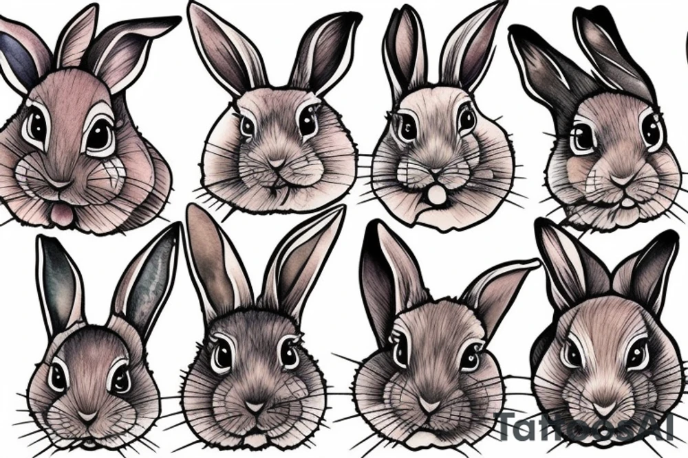Illustrative wood rabbit tattoo idea