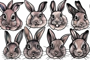 Illustrative wood rabbit tattoo idea