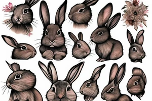 Illustrative wood rabbit tattoo idea