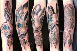 wood rabbit tattoo idea