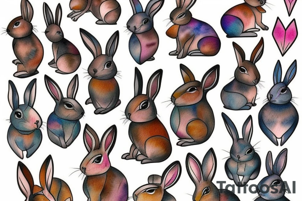 wood rabbit tattoo idea