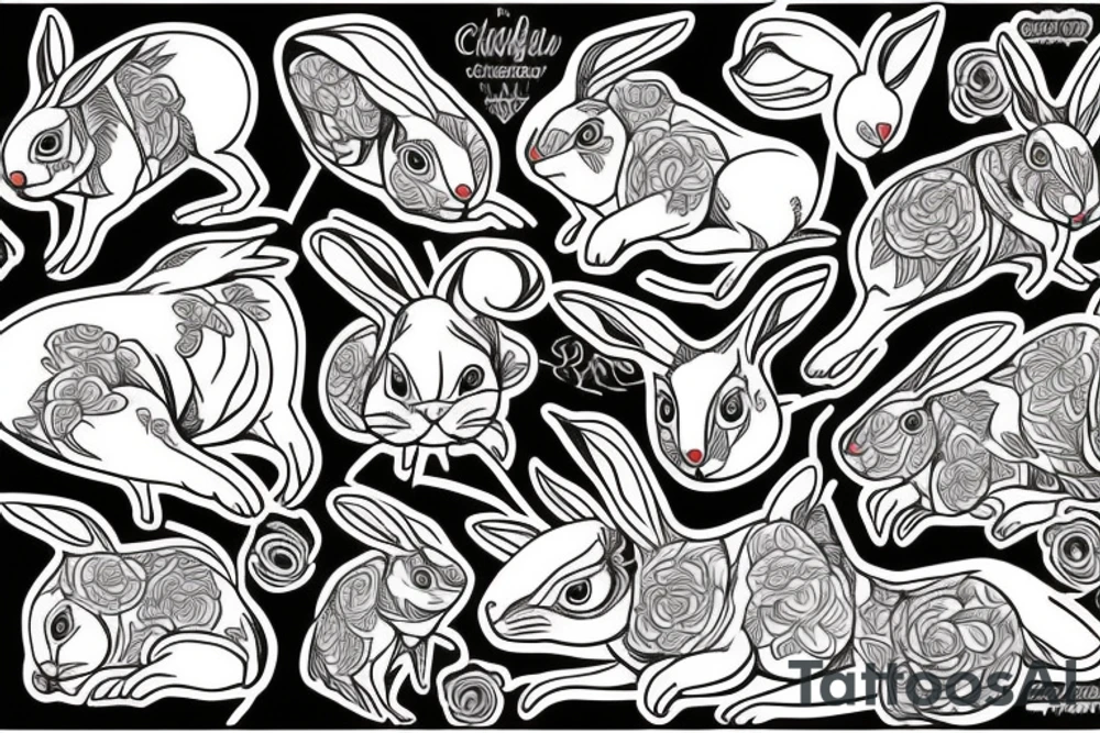 wood rabbit tattoo idea
