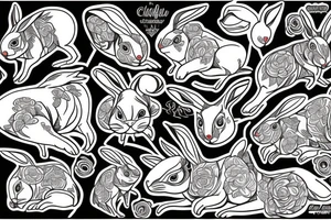wood rabbit tattoo idea