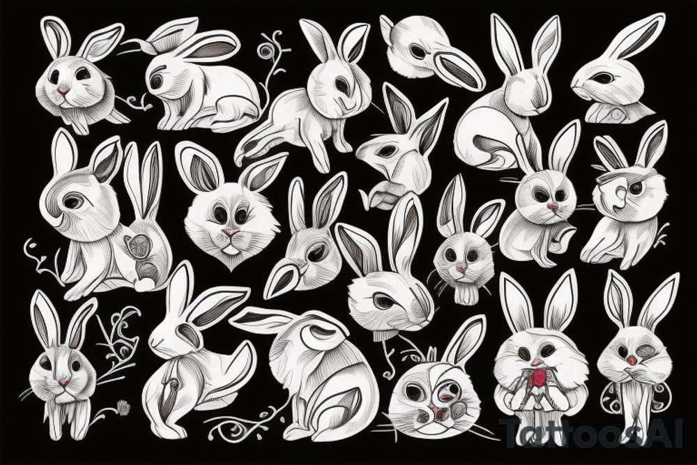 wood rabbit tattoo idea