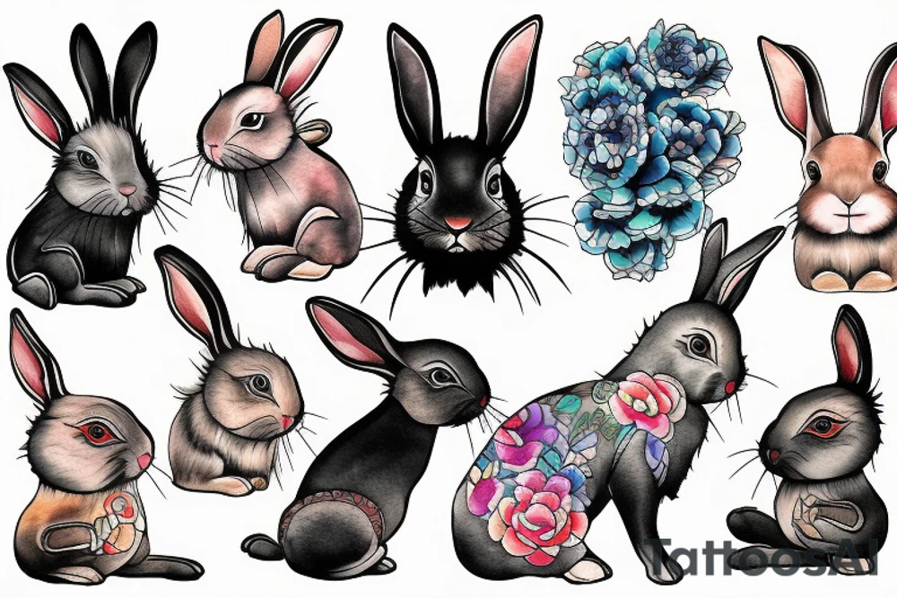 Chinese zodiac rabbit tattoo idea