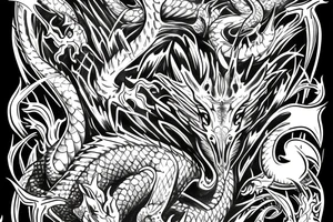 Dragon tattoo that starts at the back and goes over the shoulders to meet at the chest tattoo idea