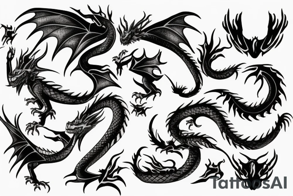 Dragon tattoo that starts at the back and goes over the shoulders to meet at the chest tattoo idea