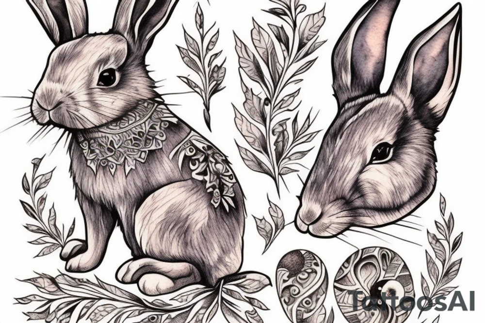 Rabbit, wood tattoo idea