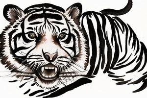 A tiger cub playing in water tattoo idea