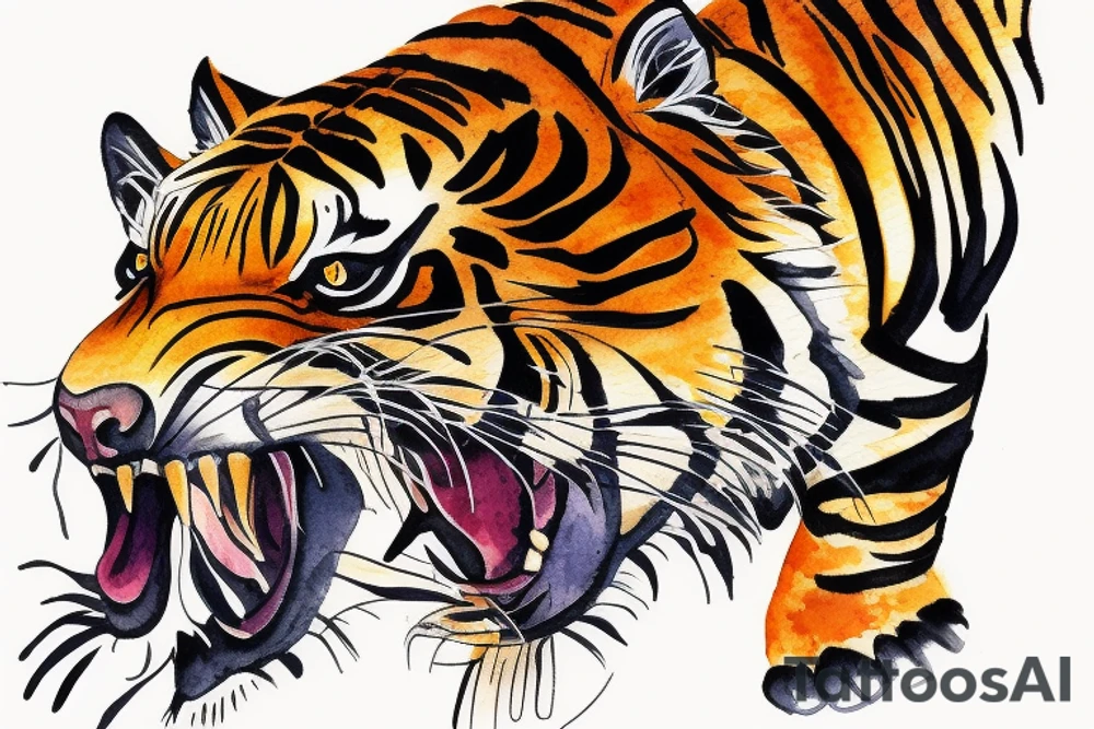 A tiger cub playing in water tattoo idea