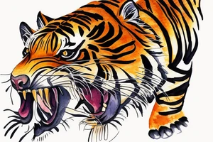 A tiger cub playing in water tattoo idea