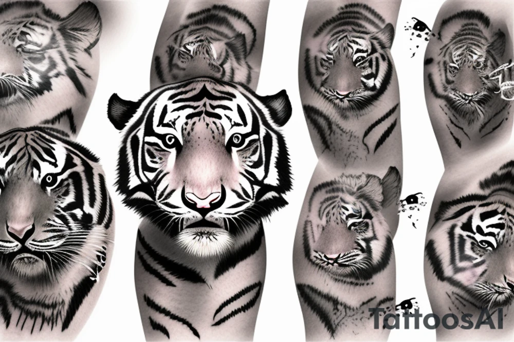The whole body of a baby tiger playing in water tattoo idea