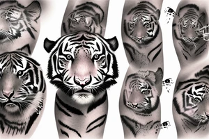 The whole body of a baby tiger playing in water tattoo idea