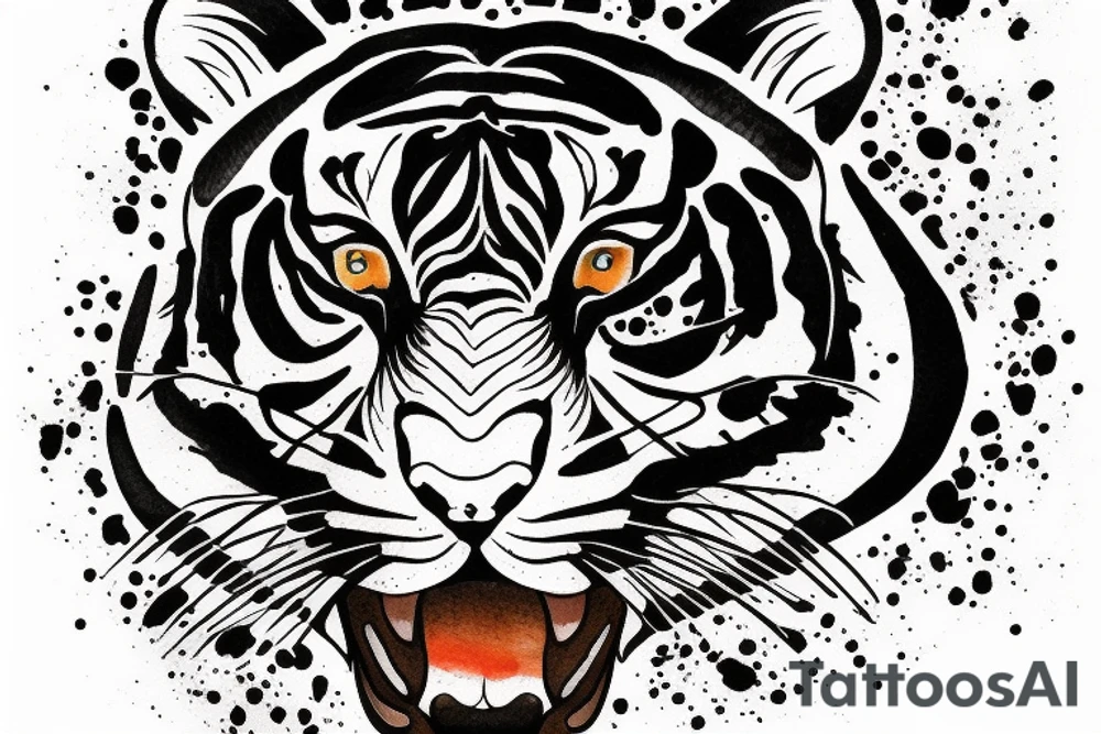 The head of a baby tiger that is playing in water tattoo idea