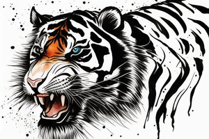The head of a baby tiger that is playing in water tattoo idea
