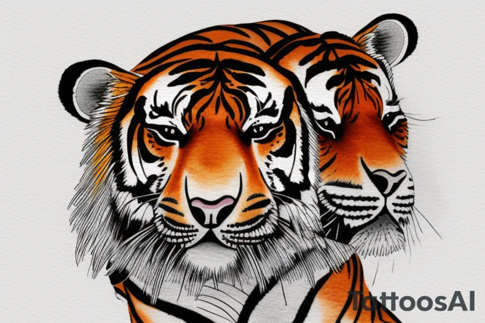The head of a tiger cub surrounded by water tattoo idea