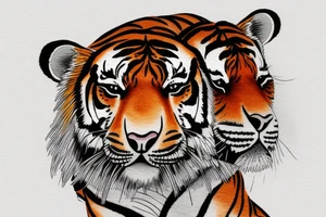 The head of a tiger cub surrounded by water tattoo idea