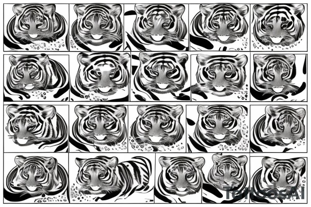 Baby tiger splashing in water tattoo idea