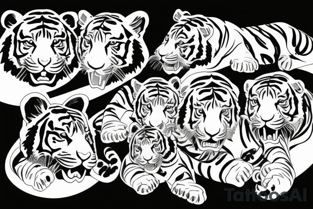 Baby tiger splashing in water tattoo idea