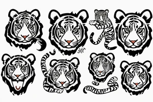 Baby tiger splashing in water tattoo idea